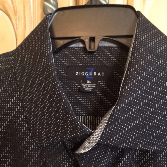 Ziggurat Mens Dress Shirt Black Black & White - Picture 6 of 9
